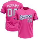 Personalized Pink White-Royal Two-Button Unisex Softball Jersey Team Custom Name and Number