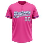 Personalized Pink White-Royal Two-Button Unisex Softball Jersey Team Custom Name and Number