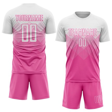 Personalized Pink White Sublimation Soccer Uniform Jersey Team Custom Name and Number