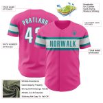 Personalized Pink White-Teal Authentic Baseball Jersey