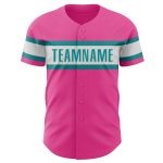 Personalized Pink White-Teal Authentic Baseball Jersey
