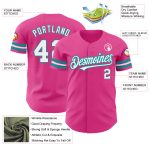 Personalized Pink White-Teal Authentic Baseball Jersey Team Custom Name and Number
