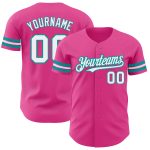 Personalized Pink White-Teal Authentic Baseball Jersey Team Custom Name and Number
