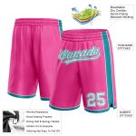 Personalized Pink White-Teal Authentic Basketball Shorts Team Custom Name and Number