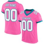 Personalized Pink White-Teal Mesh Authentic Football Jersey Team Custom Name and Number