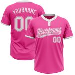 Personalized Pink White Two-Button Unisex Softball Jersey Team Custom Name and Number