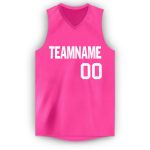 Personalized Pink White V-Neck Basketball Jersey