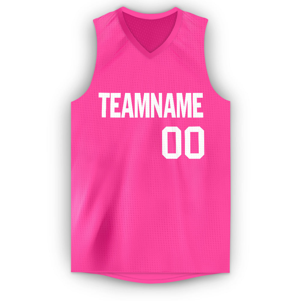 Personalized Pink White V-Neck Basketball Jersey Personalized Pink White V-Neck Basketball Jersey - Image 5