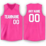 Personalized Pink White V-Neck Basketball Jersey