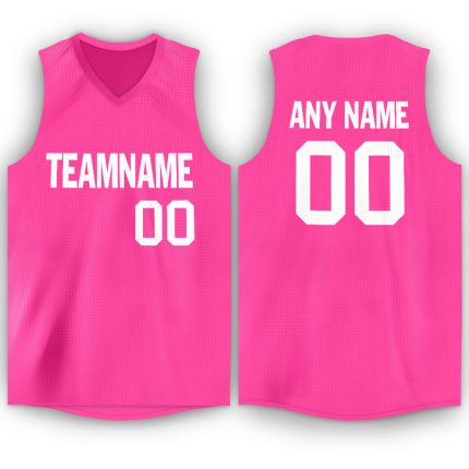 Personalized Pink White V-Neck Basketball Jersey