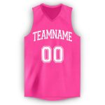 Personalized Pink White V-Neck Basketball Jersey Team Custom Name and Number