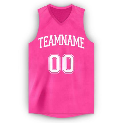 Personalized Pink White V-Neck Basketball Jersey Team Custom Name and Number