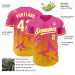 Personalized Pink White-Yellow 3D Pattern Design Gradient Style Twinkle Star Authentic Baseball Jersey Team Custom Name and Number