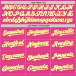 Personalized Pink White-Yellow Mesh Authentic Throwback Baseball Jersey Team Custom Name and Number