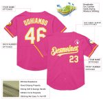 Personalized Pink White-Yellow Mesh Authentic Throwback Baseball Jersey Team Custom Name and Number