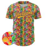 Personalized Pink Yellow-Purple 3D Pattern Design Animal Funny Monster Authentic Baseball Jersey