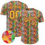 Personalized Pink Yellow-Purple 3D Pattern Design Animal Funny Monster Authentic Baseball Jersey