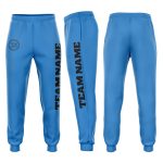 Personalized Powder Blue Black Fleece Jogger Sweatpants Team Custom Name and Number