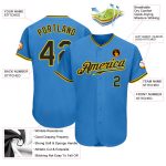 Personalized Powder Blue Black-Gold Authentic Baseball Jersey Team Custom Name and Number