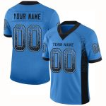 Personalized Powder Blue Black-Gray Mesh Drift Fashion Football Jersey Team Custom Name and Number