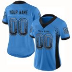 Personalized Powder Blue Black-Gray Mesh Drift Fashion Football Jersey Team Custom Name and Number