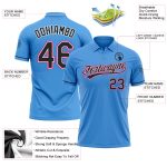 Personalized Powder Blue Black-Hot Pink Performance Vapor Golf Polo Shirt Team Custom Name and Number
