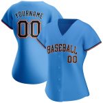 Personalized Powder Blue Black-Orange Authentic Baseball Jersey