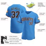 Personalized Powder Blue Black-Orange Authentic Baseball Jersey