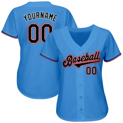 Personalized Powder Blue Black-Orange Authentic Baseball Jersey Team Custom Name and Number