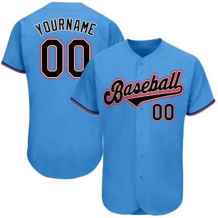 Personalized Powder Blue Black-Orange Authentic Baseball Jersey Team Custom Name and Number