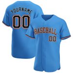 Personalized Powder Blue Black-Orange Authentic Baseball Jersey
