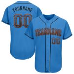 Personalized Powder Blue Black-Orange Authentic Drift Fashion Baseball Jersey Team Custom Name and Number