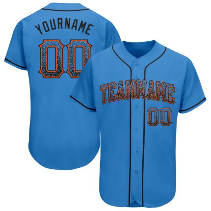 Personalized Powder Blue Black-Orange Authentic Drift Fashion Baseball Jersey Team Custom Name and Number
