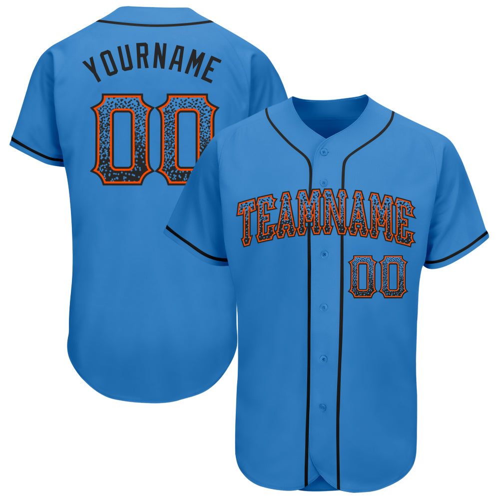 Personalized Powder Blue Black-Orange Authentic Drift Fashion Baseball Jersey Team Custom Name and Number