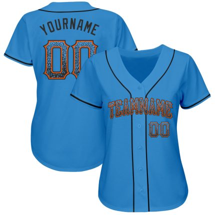 Personalized Powder Blue Black-Orange Authentic Drift Fashion Baseball Jersey Team Custom Name and Number