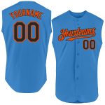 Personalized Powder Blue Black-Orange Authentic Sleeveless Baseball Jersey