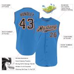Personalized Powder Blue Black-Orange Authentic Sleeveless Baseball Jersey Team Custom Name and Number