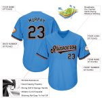 Personalized Powder Blue Black-Orange Authentic Throwback Rib-Knit Baseball Jersey Shirt Team Custom Name and Number