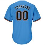 Personalized Powder Blue Black-Orange Authentic Throwback Rib-Knit Baseball Jersey Shirt Team Custom Name and Number