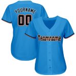 Personalized Powder Blue Black-Orange Baseball Jersey Team Custom Name and Number