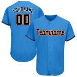 Personalized Powder Blue Black-Orange Baseball Jersey Team Custom Name and Number