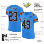 Personalized Powder Blue Black-Orange Mesh Authentic Football Jersey Team Custom Name and Number