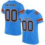 Personalized Powder Blue Black-Orange Mesh Authentic Football Jersey Team Custom Name and Number