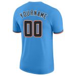 Personalized Powder Blue Black-Orange Performance T-Shirt Team Custom Name and Number
