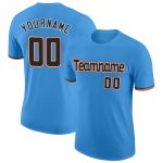 Personalized Powder Blue Black-Orange Performance T-Shirt Team Custom Name and Number