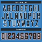 Personalized Powder Blue Black-Orange Performance T-Shirt Team Custom Name and Number