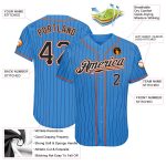 Personalized Powder Blue Black Pinstripe Black-Orange Authentic Baseball Jersey Team Custom Name and Number