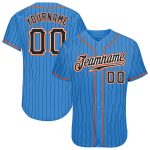 Personalized Powder Blue Black Pinstripe Black-Orange Authentic Baseball Jersey Team Custom Name and Number