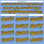 Personalized Powder Blue Black Pinstripe Gold Authentic Baseball Jersey Team Custom Name and Number