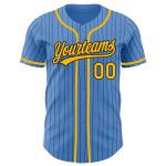 Personalized Powder Blue Black Pinstripe Gold Authentic Baseball Jersey Team Custom Name and Number